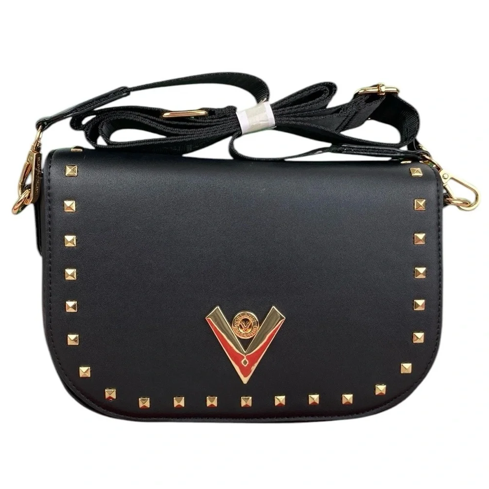 Valentino Orlandi Black Studded Vegan Leather Crossbody Bag and Coin Purse - Picture 3 of 17